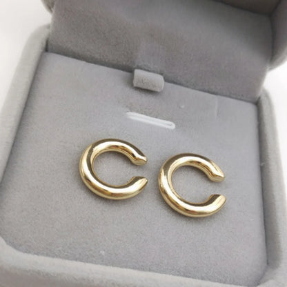 Stijlvolle Minimalistische Gouden Ronde Oorbellen voor Vrouwen – Geen Piercing Vereist C-Vormige Geometrische Oorclip & Botclip Punk Sieraad