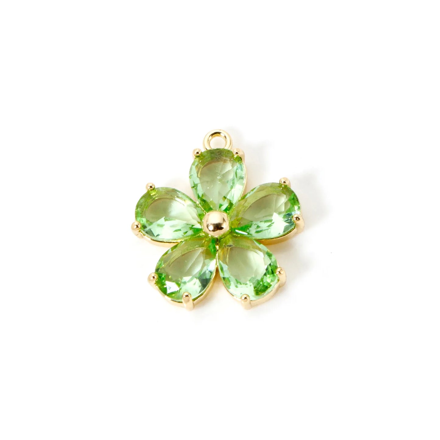 Glass Flower Charm 18K Gold Plated Brass Jewelry Making Supply