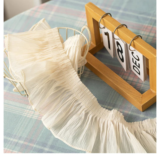 Soft Pleated Milk Silk Lace Trim – 5 × 2.19 Yards (10.94 Yards Total) Elegant Ruffle Fringe for Sewing & Dressmaking