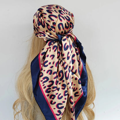 Elegante 90x90cm Bloemen Haar Sjaal voor Vrouwen - Stylish Designer Zachte Satijnen Sjaal & Halsdoek - Perfecte Vierkante Zijden Hals- & Haar Sjaal