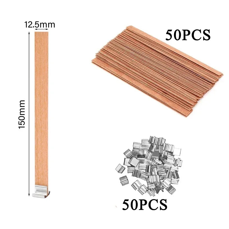 Wood Candle Wick with Clip for DIY Candles Soy Wax Supplies