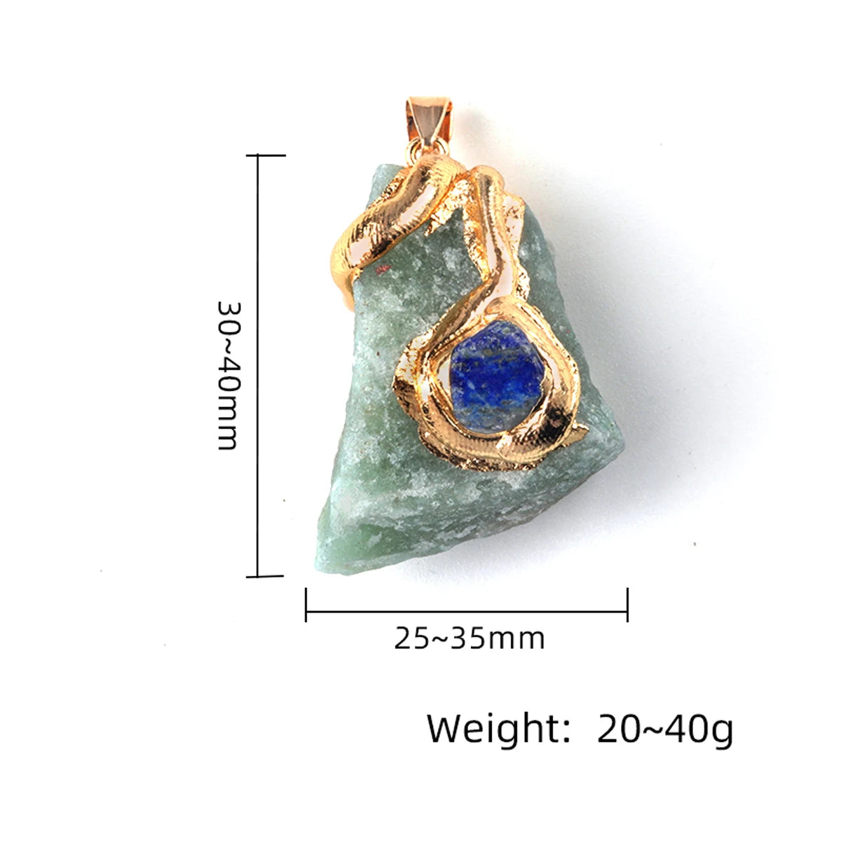 Raw Fluorite Crystal Pendant Gold Wrapped Natural Stone Charm for Jewelry Making DIY Necklace Supply No Chain