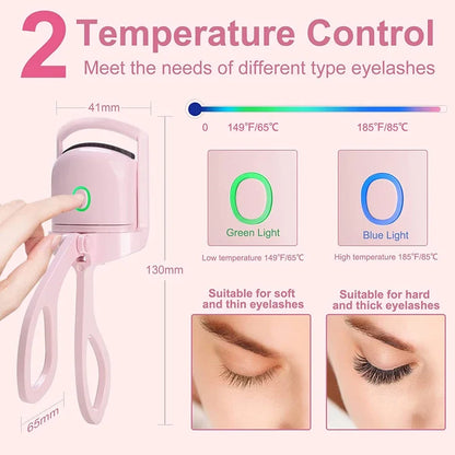 Versterk Je Uiterlijk met Onze USB Oplaadbare Verwarmde Wimpers Curler - Met 2 Temperatuurinstellingen voor Snelle Verwarming & Langdurige Krullen!
