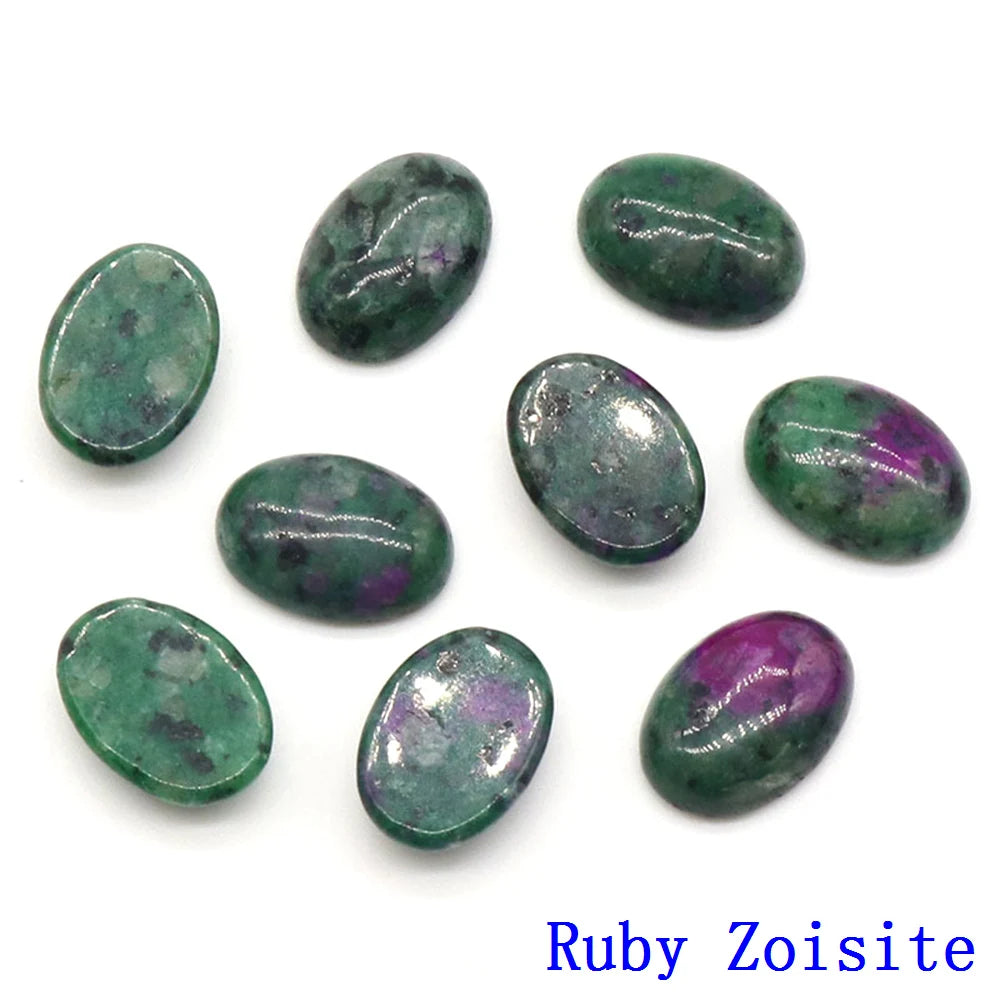 20pcs Natural Stone Oval Cabochons Flat Back Gemstones for Jewelry Making DIY Ring Pendant Earring Craft Supplies