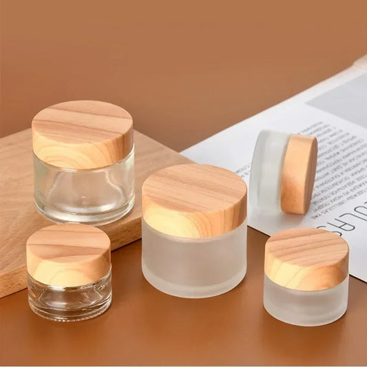 Elegante Navulbare Glazen Fles voor Oogcrème en Huidverzorging - Reisvriendelijke Afgesloten Dispenser & Cosmetica Pot Set