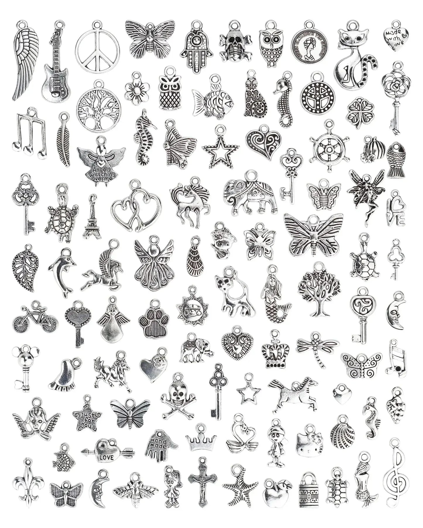 Mixed Metal Charms Bulk Set for Jewelry Making Vintage Alloy Pendants DIY Bracelets Necklaces Craft Supplies