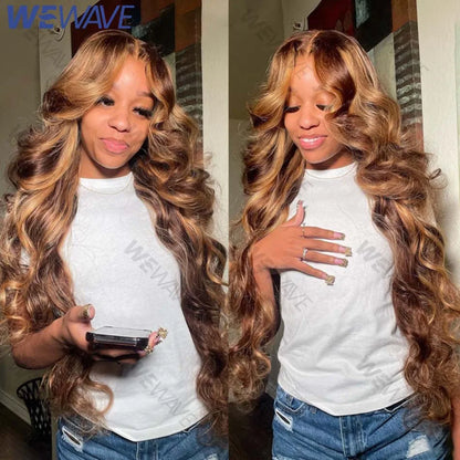 Prachtige Blonde Body Wave Menselijk Haar Hoogtepunten Peruk met 13X6 HD Lace Frontal - Onberispelijke Stijl en Comfort!
