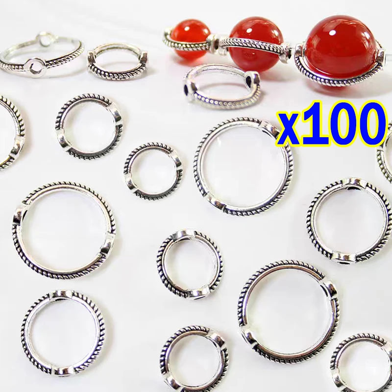 Metall Perlenfassung Ring rund 8 10 12 mm Verbinder für DIY Schmuckherstellung Bastelbedarf