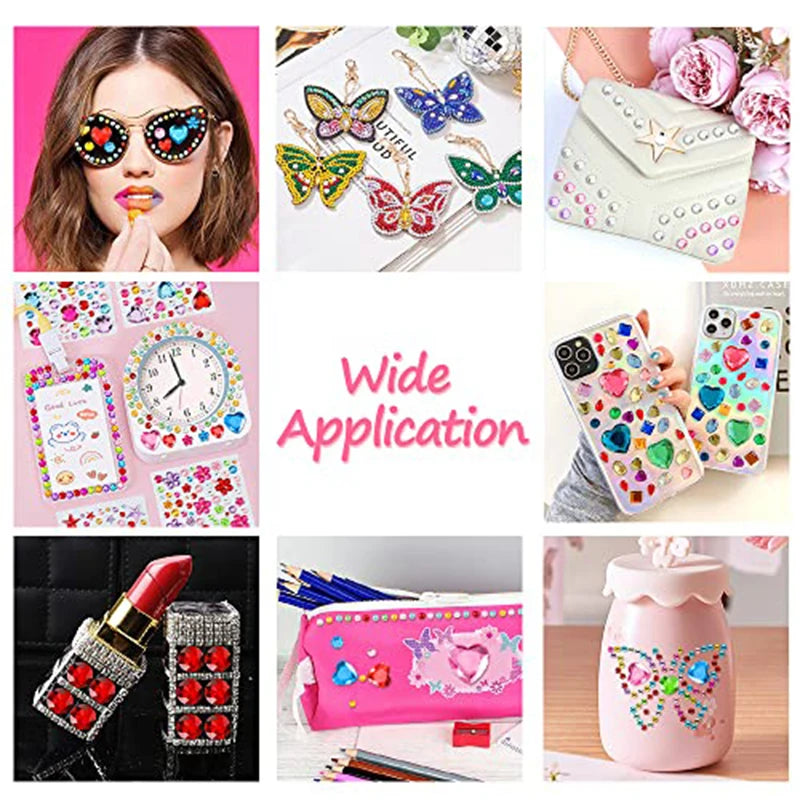 Self Adhesive Gem Stickers 5 Sheets Bling Rhinestones for Crafts Face Makeup Reward Charts Scrapbooking DIY Decor