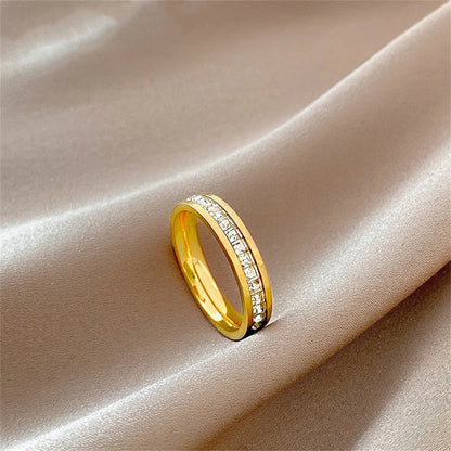 Elegante Roségouden Dubbele Rij Vierkante Zirkonia RVS Ring – Romantische Sieraden voor de Verloving en Bruiloft van Vrouwen