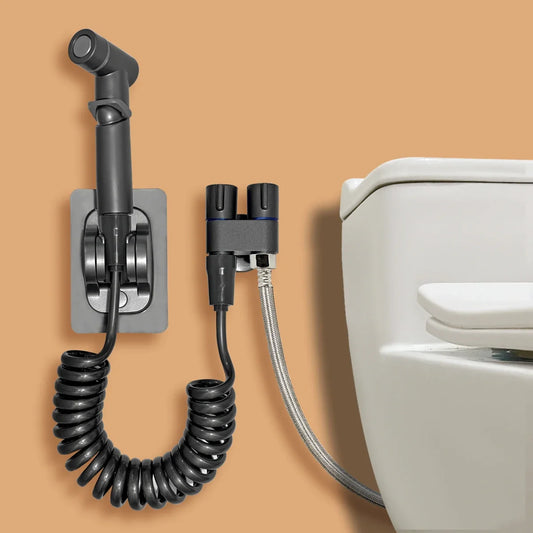 Premium Handheld Bidet Sprayer Set - Veelzijdige Badkamer Douche met Dubbele Uitlaathoekklep en Complete Toiletaccessoires