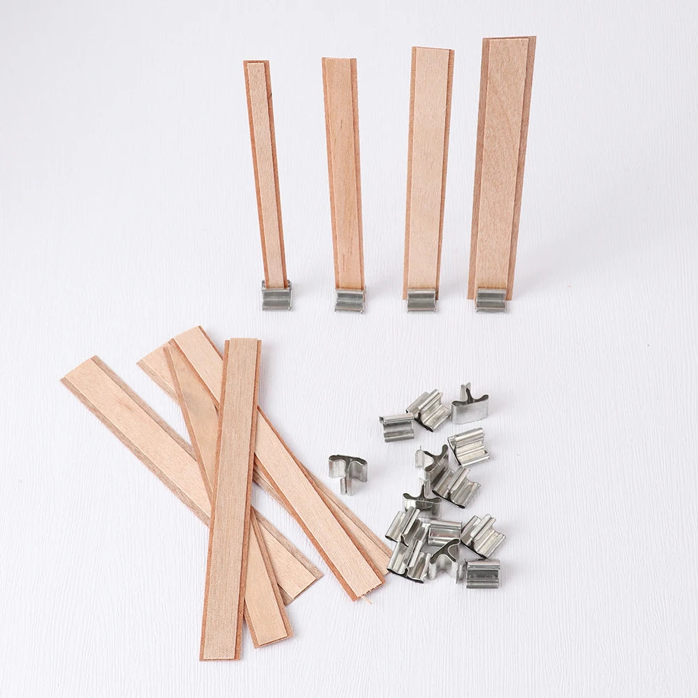 Double Layer Wooden Candle Wicks with Base for Soy Wax DIY Candle Making Supplies