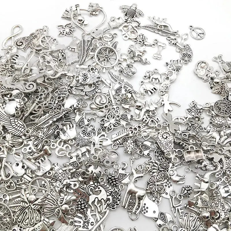 Mixed Metal Charms Bulk Set for Jewelry Making Vintage Alloy Pendants DIY Bracelets Necklaces Craft Supplies