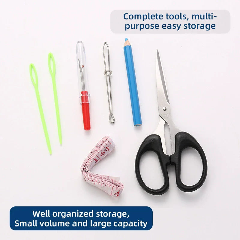Kit de couture complet avec fils aiguilles ciseaux accessoires couture DIY maison voyage