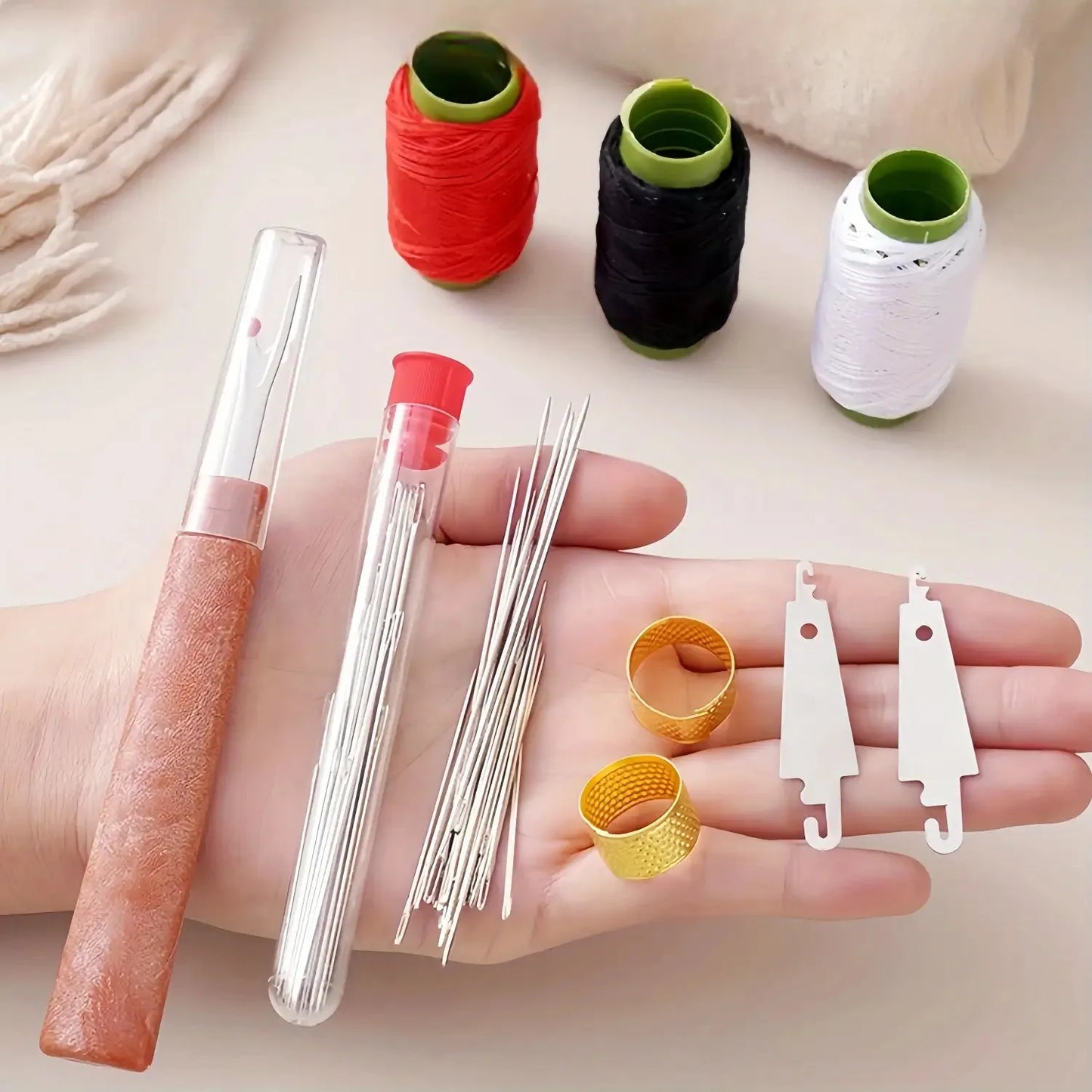 Kit de couture 34 pièces aiguilles gros chas en acier outils réparation vêtements loisirs créatifs DIY