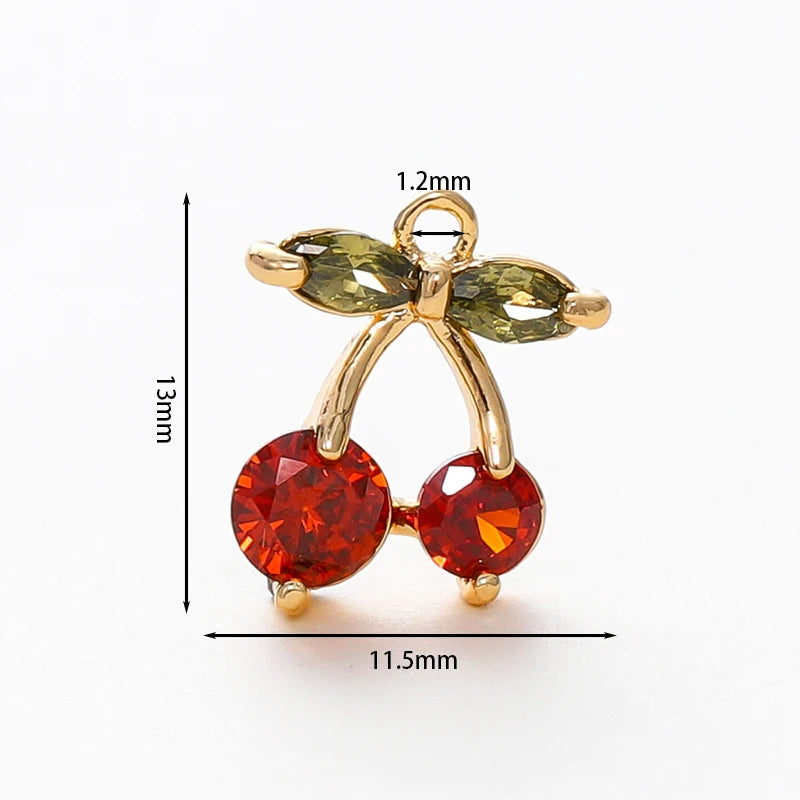 2pcs Strawberry Charms 18K Gold Plated Fruit Pendants Brass