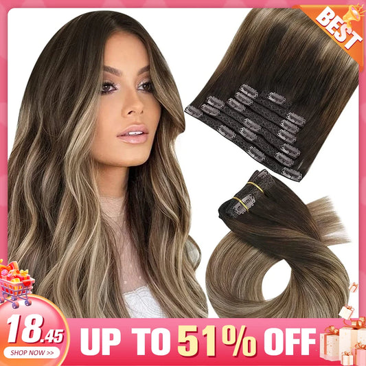 Transformeer je look met Moresoo Premium Clip-In Haarextensions - 100% Natuurlijke Remy Haar, Rechte Stijl, Verkrijgbaar in 5 en 7 Delige Sets!