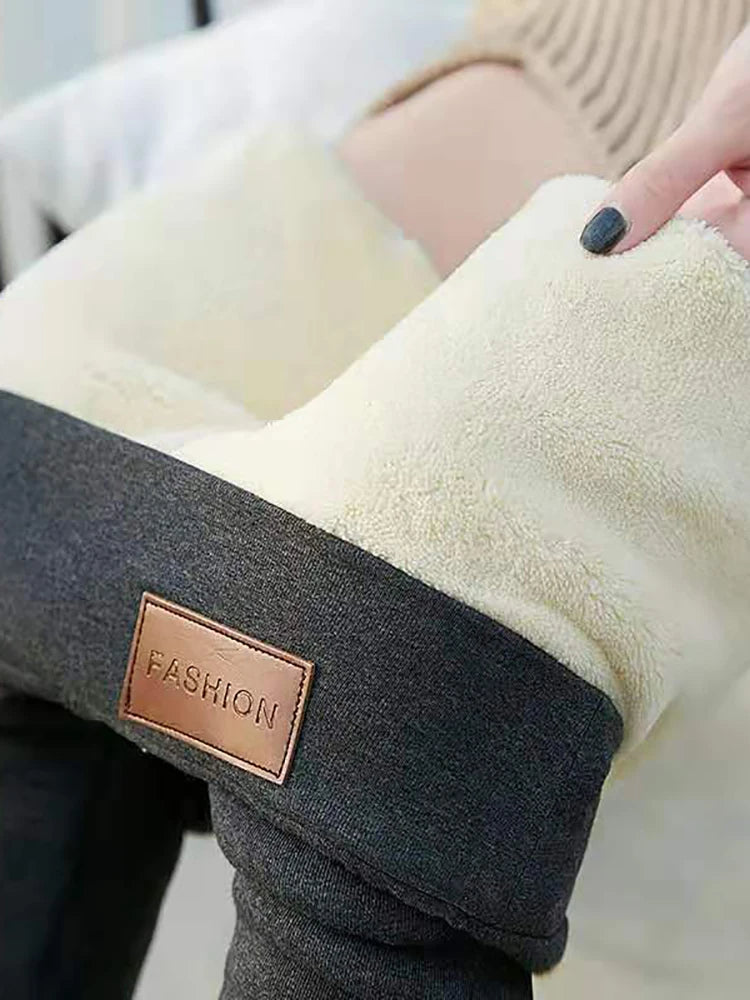 Gezellige Chique Dames Hoge Taille Thermoleggings - Naadloze Lamfleece voor Ultieme Warmte deze Winter