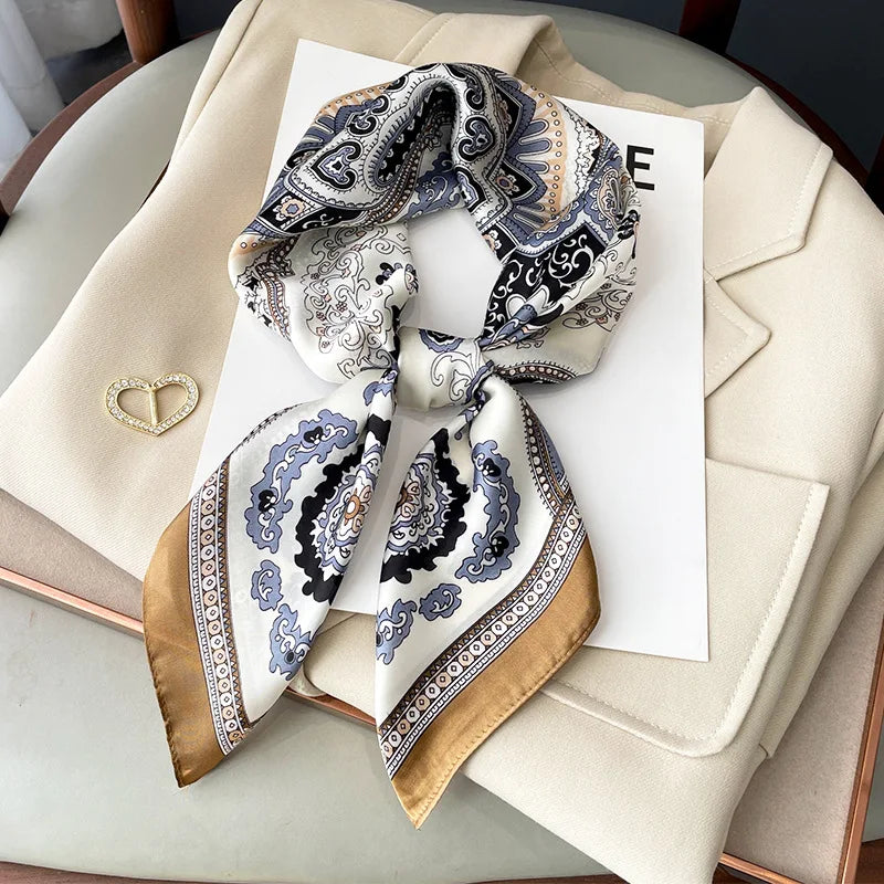 Chique 2023 Zijden Nek Sjaal met Elegante Paardenprint voor Vrouwen - Veelzijdige Vierkante Haarwraps, Foulards en Bandana Opties