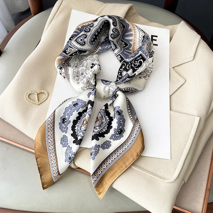 Chique 2023 Zijden Nek Sjaal met Elegante Paardenprint voor Vrouwen - Veelzijdige Vierkante Haarwraps, Foulards en Bandana Opties
