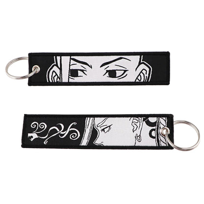 Stijlvolle Japanse Anime Geborduurde Sleutelhangers – Perfecte Sleuteltags voor Motorfietsen, Auto's en Rugzakken – Trendy Sleutelhanger Cadeaus voor Vrienden!