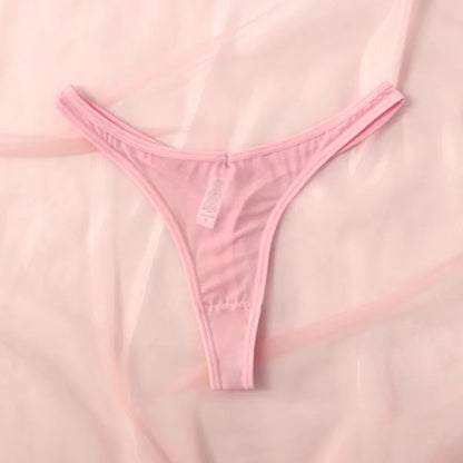 Strak & Sensueel: Vrouwelijke Naadloze Tanga's - Flirtige Tanga Lingerie van Zachte Translucente Gaas