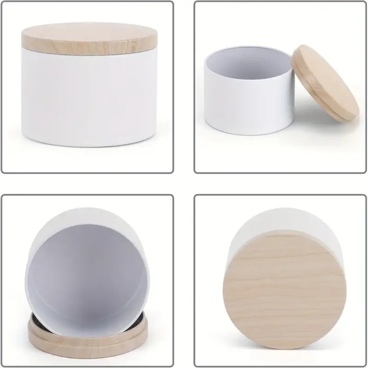 4oz Candle Jars with Wooden Lids | Empty Metal Candle Tins for Candle Making | Black & White Containers