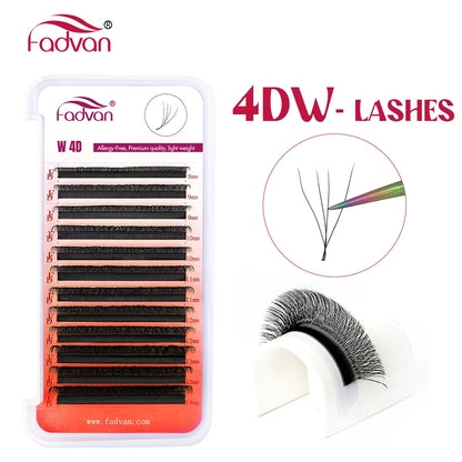 FADVAN 3D/4D/5D Nepparde Wimpers – W Vorm C/D Krul voor Adembenemende Hybride Volume Make-up