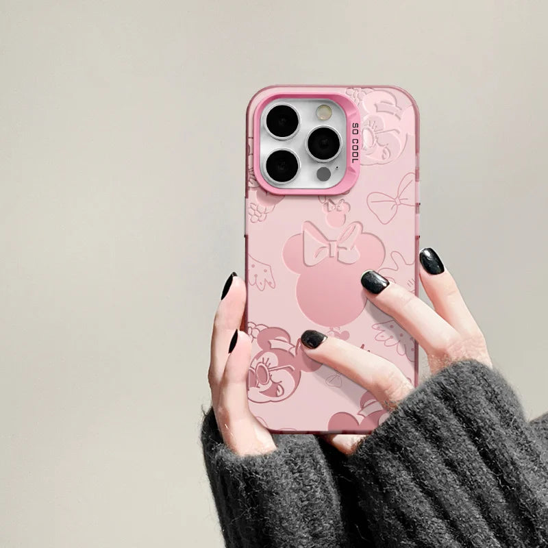 Disney's Schattige Mickey & Minnie Mouse Back Shadow iPhone Hoes - Perfecte Pasvorm voor 11 Pro Max, 12, 13, 14, 15, 16, en alle modellen, inclusief 7, 8 Plus, XR, XS Max, en Mini!
