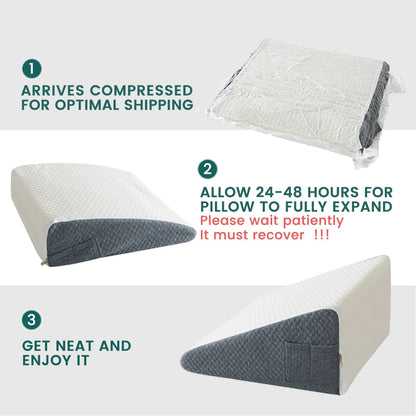 Comfort Wedge Kussen voor Betere Slaap - Luchtlaag Geheugenfoam voor Rug-, Been- en Kniepijnverlichting met Afneembare Hoes
