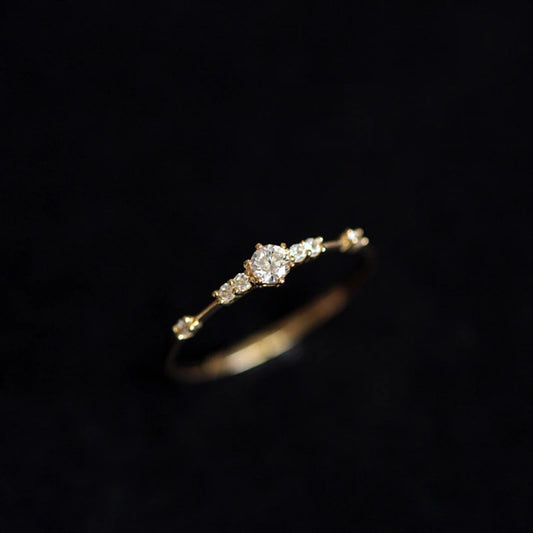 Exquise 925 Sterling Zilveren Trouwring met 14K Goud Plating en Sprankelende Pavé Kristallen – Lichte Luxe Sieraden voor Vrouwen