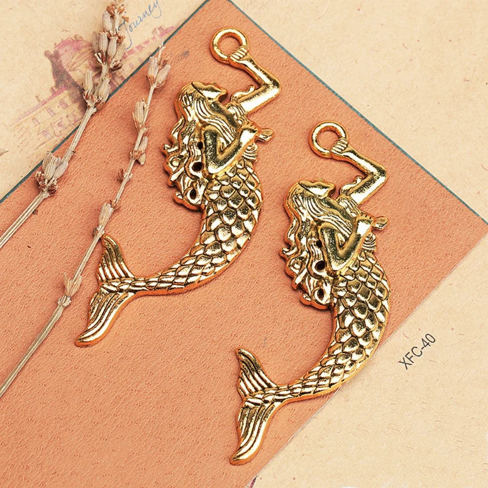 Large Mermaid Charms for Jewelry Making Zinc Alloy Pendant 76mm DIY Necklaces Bracelets Ocean Craft Supplies