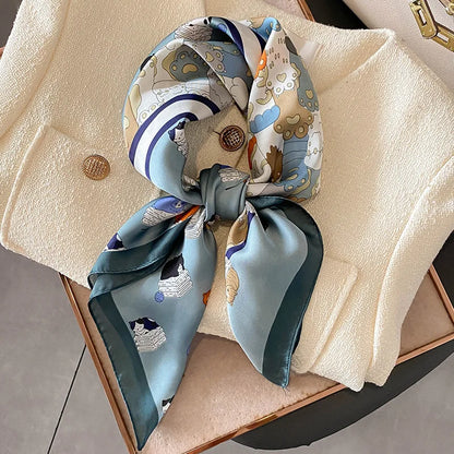 Chique 2023 Zijden Nek Sjaal met Elegante Paardenprint voor Vrouwen - Veelzijdige Vierkante Haarwraps, Foulards en Bandana Opties