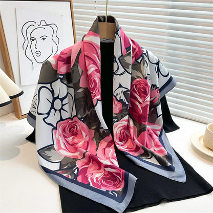 Elegante 90x90cm Twill Zijde-gevoel Vierkante Sjaal voor Dames - Luxe Haar Boomprint Hoofddoek, Sjaal en Nek Sjaal, Perfect voor Hijab of Bandana-stijl!