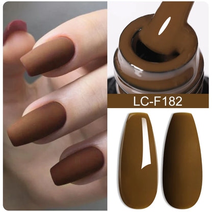 LILYCUTE Donkerbruine Gele Nail Polish Collectie: Herfst-Winter Chocolade, Wijnrood en Karamel Kleuren voor Prachtige Manicure Kunst