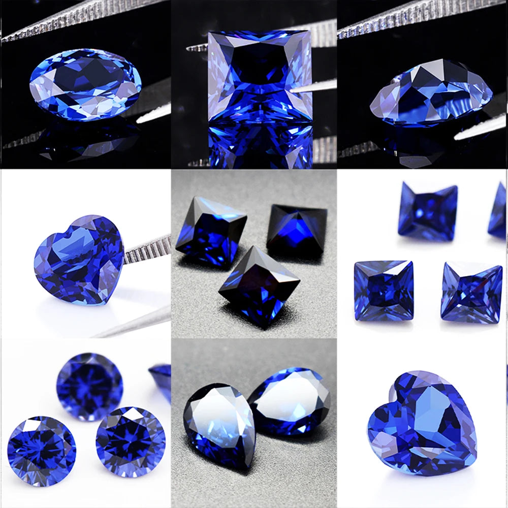 Blue Corundum Loose Gemstone Royal Blue Oval Cut Stone for Ring Pendant DIY Jewelry Making