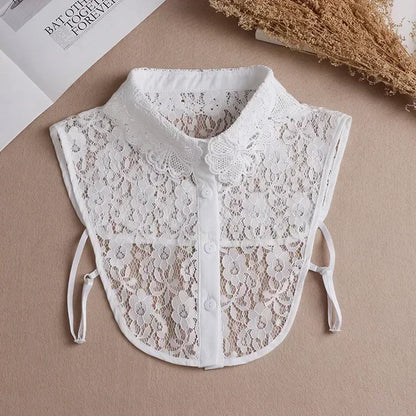 Chic 2024 Voorzijde Strik Witte Afneembare Kant Kraag voor Dames – Vintage Stijl Blouse Accessoire voor een Modebewuste Uiterlijk