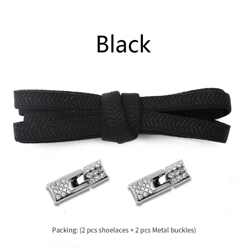 Geen-Knoop Elastische Sneakersluitingen met Diamantkruisvergrendelingen - Perfect voor Kinderen en Volwassenen, 8MM Breedte