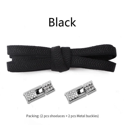 Geen-Knoop Elastische Sneakersluitingen met Diamantkruisvergrendelingen - Perfect voor Kinderen en Volwassenen, 8MM Breedte