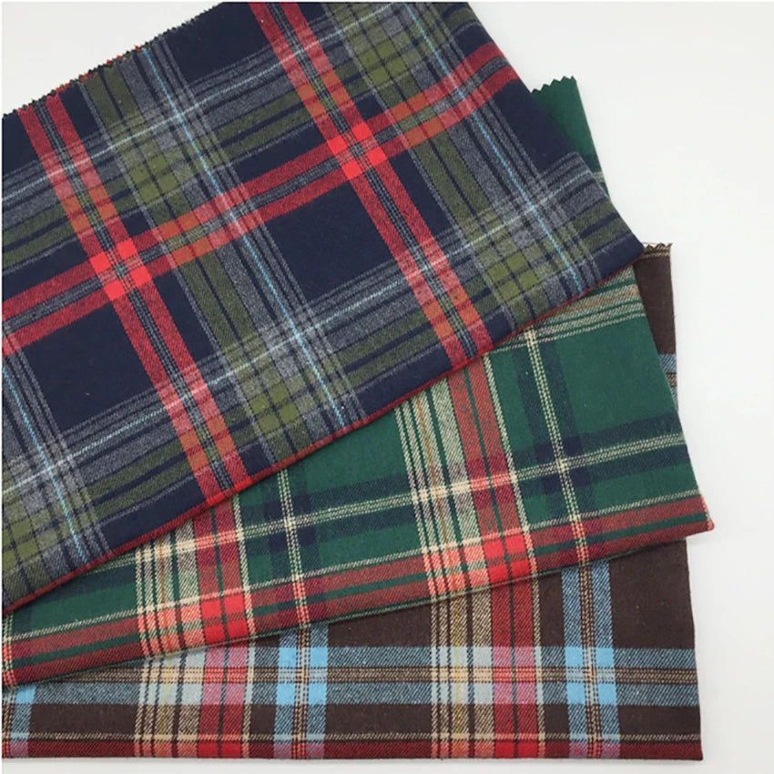 Scottish Tartan Fabric Medium Weight Plaid Polyester Cotton Sewing Fabric for Skirts Uniforms Christmas Decor