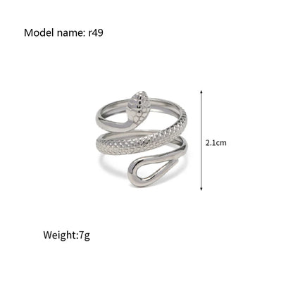 2025 Retro Hollow Zirconringen voor Vrouwen – Luxe Gouden Slangontwerp Trendsettende RVS Sieraden
