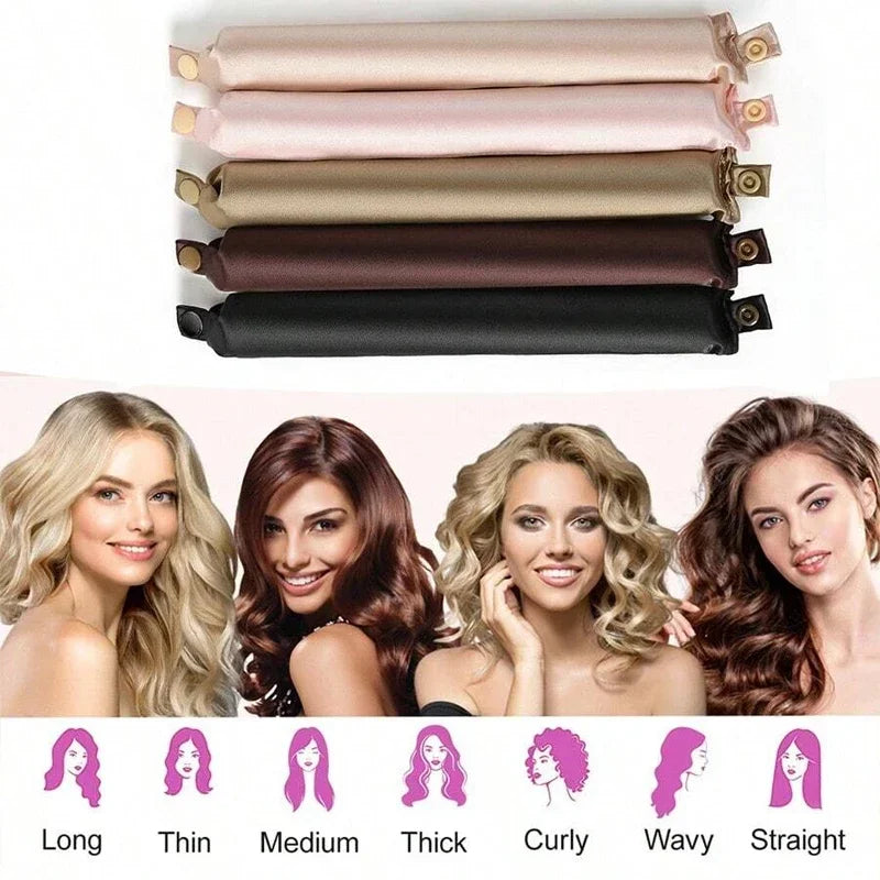 Satin Sleep Curls Heatless Curling Set - Wake Up To Soft, Voluminous Curls Without Heat Damage