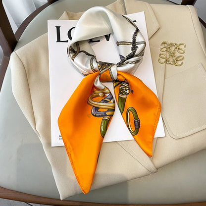 Chique 2023 Zijden Nek Sjaal met Elegante Paardenprint voor Vrouwen - Veelzijdige Vierkante Haarwraps, Foulards en Bandana Opties