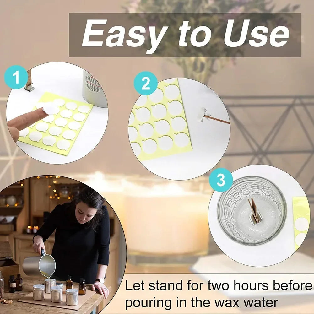 Candle Wick Stickers | Wick Adhesive Dots for Candle Making | Double Sided Wick Tabs DIY Candle Supplies