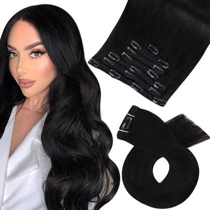 Transformeer je look met Moresoo Premium Clip-In Haarextensions - 100% Natuurlijke Remy Haar, Rechte Stijl, Verkrijgbaar in 5 en 7 Delige Sets!