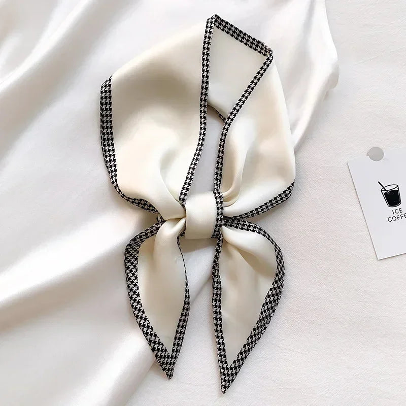 Trendy Floeiende Satijnen Zijde Haar Riem Sjaal voor Vrouwen – Stijlvolle Nekstrik, Tas Sjaal en Skinny Haarband – 2024 Collectie