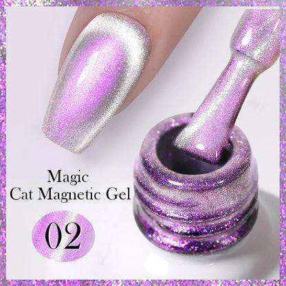 Betoverende Zilveren Maanlicht Kat Magnetische Gel Nagellak - Witte Licht Sprankelende Glitter, Semi- Permanente Nagellak (10ml)