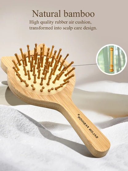 Natuurlijke Eco Bamboe Haarborstel met Antistatische Ontwarring en Hoofdhuidmassage - Ideale Stylingtool voor Vrouwen en Mannen