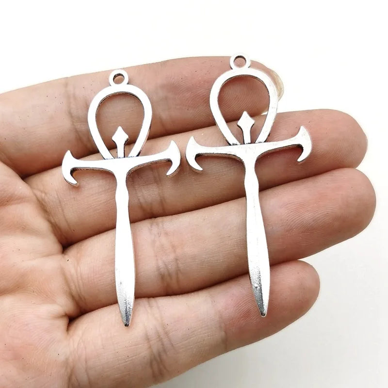 Forked Cross Charms Antique Silver Pendant DIY Jewelry