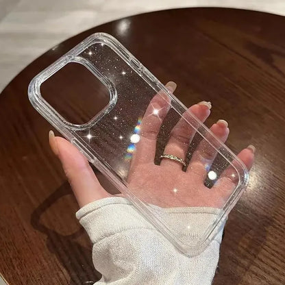 Glamoureuze Sprankelende Duidelijke Telefoonhoes voor iPhone 16, 15, 14, 13, 12, 11 Pro Max, X, XR, XS, 7, 8 Plus - Schokbestendig en Strak Zacht Hoesje